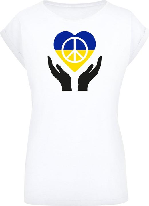 Merchcode Ladies Peace - Hand Peace Heart Extended Shoulder T-Shirt - 161423 (S)