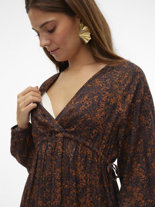 Image du produit Mamalicious Coupe normale Col en V Poignets élastiques Manches ballon Robe courte (S)