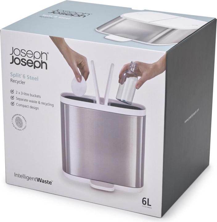 Actual product image Joseph Joseph Split Steel Separator Waste Bin, 2x3l, 27x18x28.4cm (6 l)