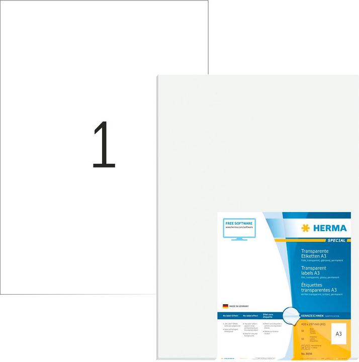 Image du produit HERMA Étiquettes transparentes A3