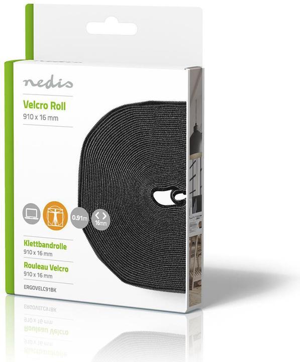 Image du produit Nedis Rouleau de velcro pour câbles 910 x 1.6 cm Noir Unisexe (9100 mm)