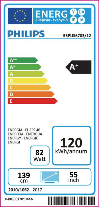Energie-Label Philips 55PUS6703/12 (55", LCD, 4K, 2018)
