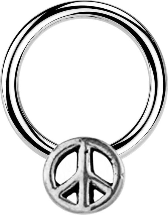 Produktbild Star Piercing Micro Closure Ring silber Peace silber (Messing, Chirurgenstahl 316L)