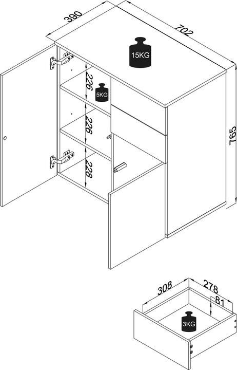 Actual product image VCM Kommode Sideboard Dalosa 4 Schublade (70 x 39 x 77 cm)
