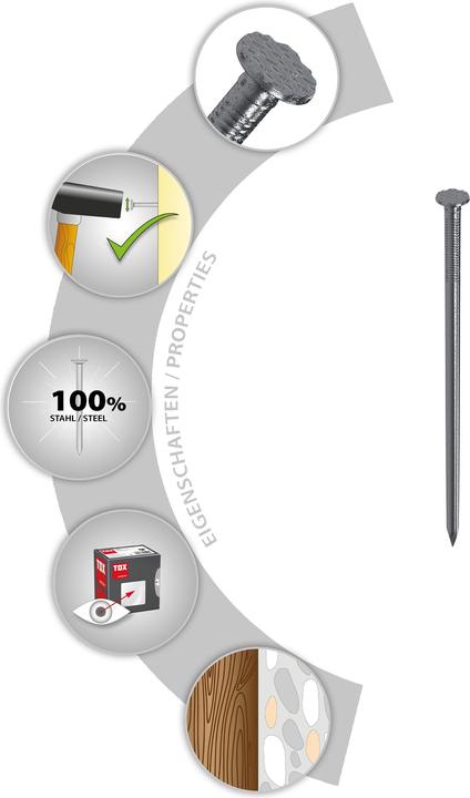 Actual product image Tox Nails 1.6x30 mm (400g) wire pins, blank with countersunk head (DIN 1151) (30 mm)