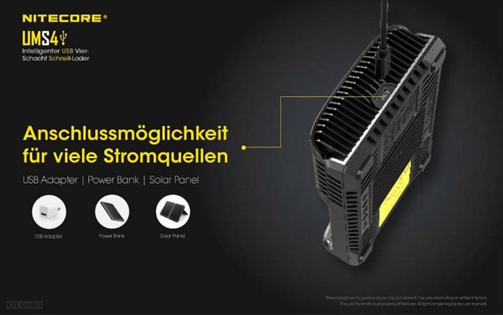 Actual product image Nitecore UMS4 USB quick charger (1 pcs., AAA, AA, Battery + charger)