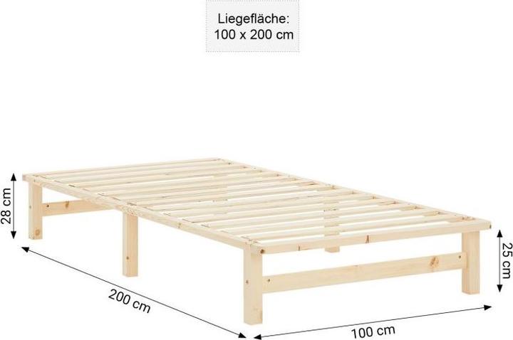 Actual product image Homestyle4u Palettenbett mit Lattenrost (100 x 200 cm)
