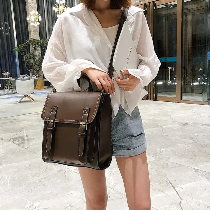 Actual product image Only-Bags.Store Vintage Pu Leather Bag Backpack Fashion Satchel High Quality Leisure Shoulder Bag