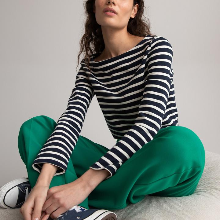Produktbild La Redoute Collections Langarmshirt mit U-Boot-Ausschnitt und Streifenmuster (L)