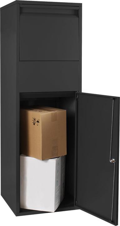 Produktbild Wiltec Paketkasten Briefkasten schwarz 46x45x140cm Paketbox Zuhause Päckchen