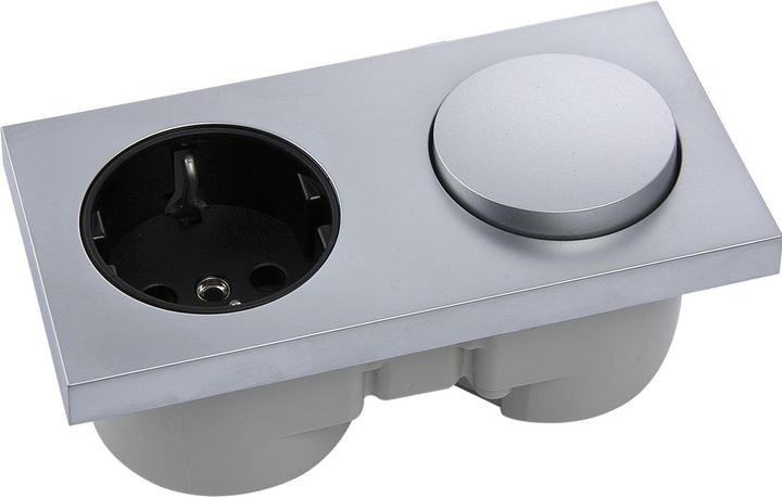 Actual product image Berker Integro Pure switch matt chrome + socket outlet black