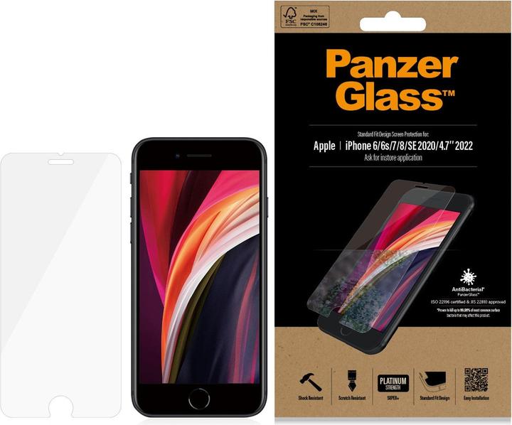 Actual product image PanzerGlass standard fit (1 Piece, Apple iPhone 6, Apple iPhone 6s, Apple iPhone 7, Apple iPhone 8, Apple iPhone SE (2nd Gen), Apple iPhone SE (3rd Gen))