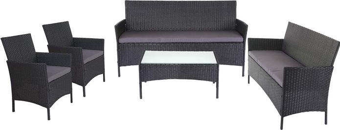 Actual product image Swisshandel24 3-2-1-1 Poly-Rattan Garden Set Halden, Seating Group - anthracite, Cushions anthracite