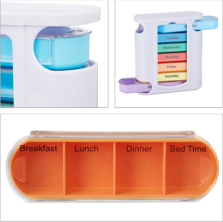 Actual product image Relaxdays Pill Box with 4 Compartments Each