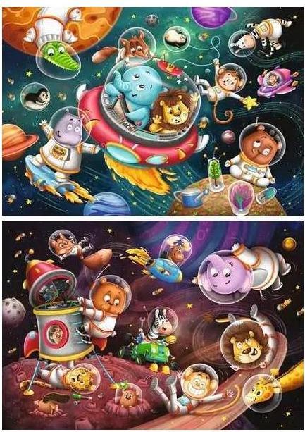 Actual product image Ravensburger Children's puzzle - 12000857 Animals in space - 2x12 piece puzzle for children aged 3 and over (24 pieces)
