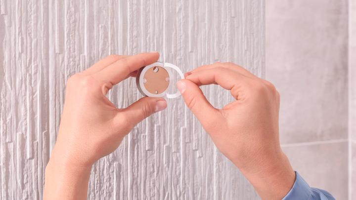 Actual product image tesa EXXCLUSIV Towel rail two-arm incl. adhesive solution without drilling
