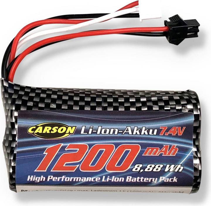 Actual product image Carson 7.4V/1200mAh LiION battery : 404219/20 JST (7.40 V, 1200 mAh)