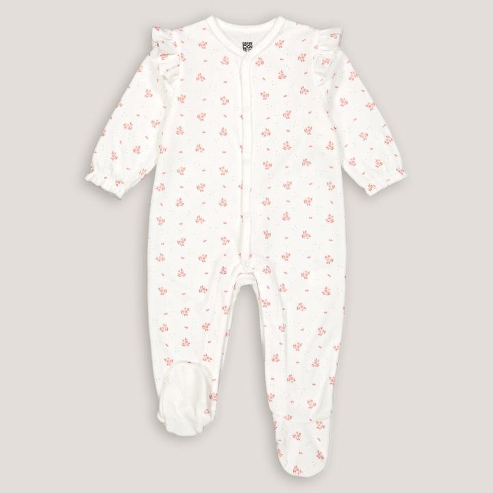 La Redoute Collections Samtstrampler mit Volants und Blumenmuster