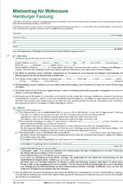Immagine prodotto Rnk Contratto di locazione per spazio abitativo - versione Amburgo, 10s, piegato in DIN A4 (6 x)