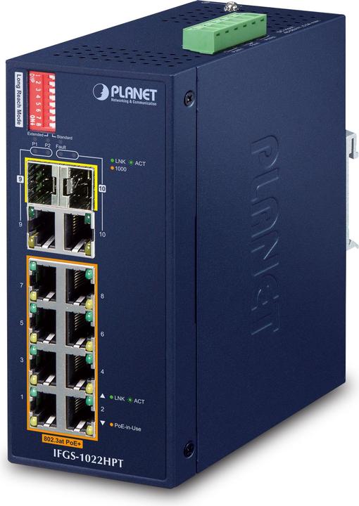 Image du produit Planet IP30 Industriel 8-P 10/100TX (10 Ports)
