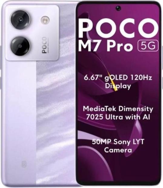 Actual product image Xiaomi Poco M7 Pro 5G (256 GB, Purple, 6.67", Hybrid Dual SIM, 50 Mpx, 5G)