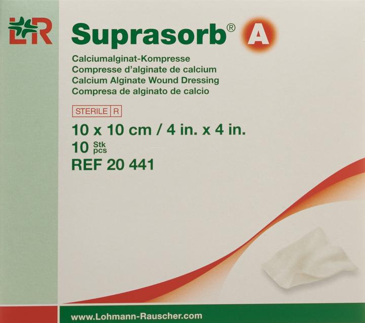 Actual product image Suprasorb Calcium Alginat Kompressen 10cmx10cm (10 x)