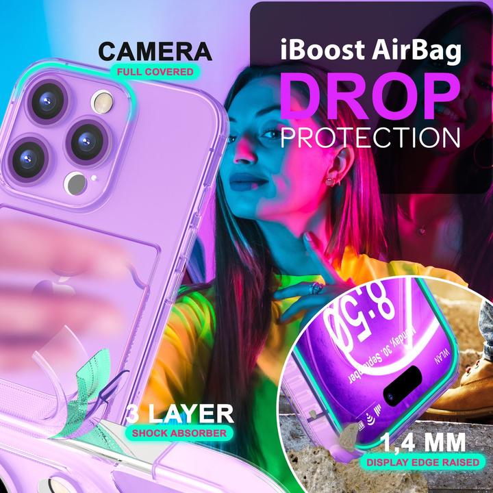 Actual product image Nalia Clear transparent neon silicone cover card holder (Apple iPhone 16 Pro)
