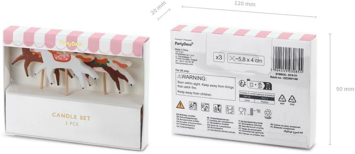 Immagine prodotto Partydeco Cavallo di candela, 3 pezzi
