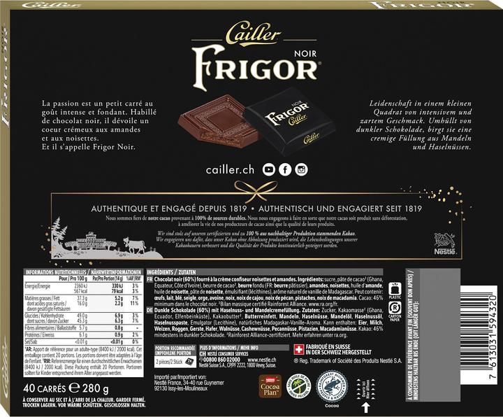 Immagine prodotto Cailler Frigor Quadrati di Cioccolato Fondente Ripieni 40 Pezzi (280 g)