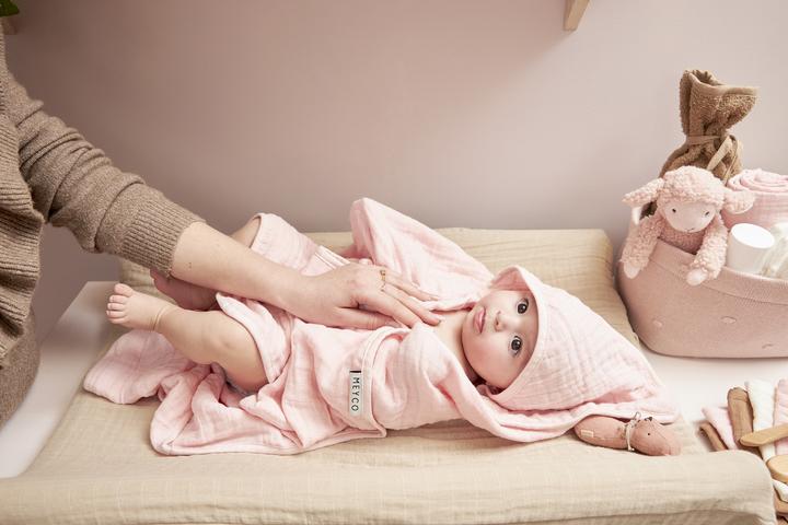 Produktbild Meyco MUSSELIN KAPUZENTUCH - SOFT PINK - 80X80CM