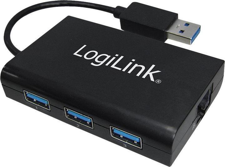 Actual product image LogiLink USB 3.0 3-port hub with Gigabit Ethernet UA0173A (USB-A, 1000 Ports)