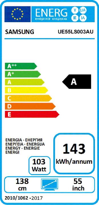 Label énergétique Samsung Le cadre UE55LS003 (55", LCD, 4K, 2017)