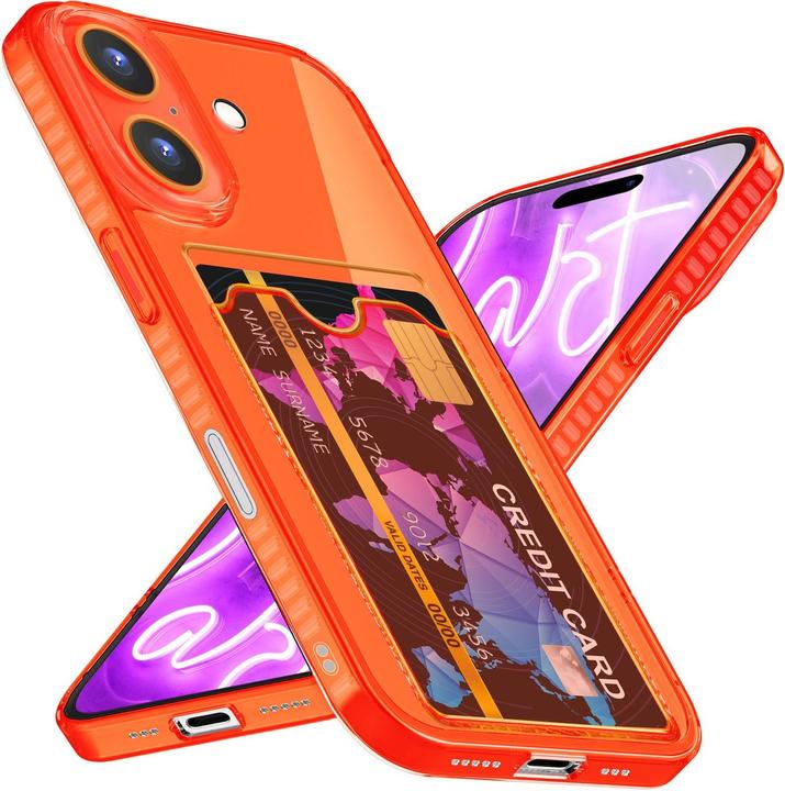 Immagine prodotto Nalia Portacarte trasparente in silicone trasparente al neon (Apple iPhone 16)