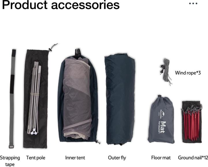 Image du produit Naturehike Ultralight one-man cloud up-1 tent new version 20D navy+ mats (1 personne)