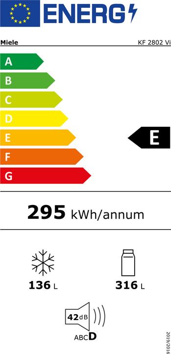 Label énergétique Miele KF 2802 Vi 11530580 (452 l)