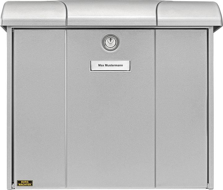 Actual product image Burg Wächter Galvanised steel letter box WxHxD 389/340/193 mm Olymp silver with opening stop