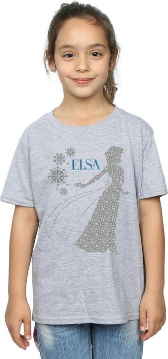 Actual product image Disney Girls Frozen Elsa Christmas Silhouette Cotton T-Shirt (128)