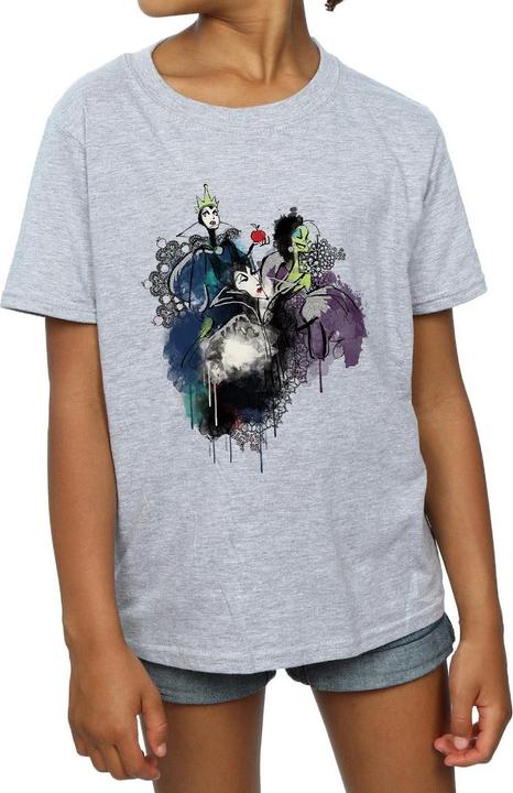 Actual product image Disney Girls Villains Sketch Cotton T-Shirt (140, 146)