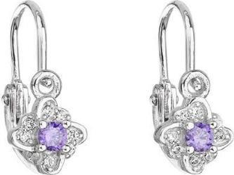 Produktbild Evolution Group Silver childrenÂ's earrings with purple zircons 11175.3