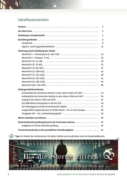 Image du produit Bis die Sterne zittern - Johannes Herwig - Schülerarbeitsheft (Allemand, Florian Fuchs, Irina Goldschmitt, 2024)