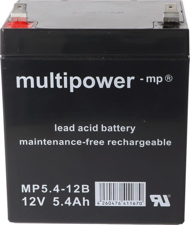 Actual product image Multipower MP5.4-12B 12V 5,4Ah 6,3mm Faston Bleiakku AGM Blei Gel Akku (12 V, 5.40 Ah)