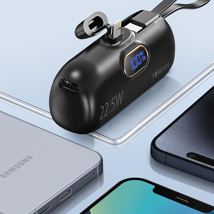 Actual product image Forever mini power bank MTB-100 22.5W 5000 mAh Lightning black (5000 mAh)