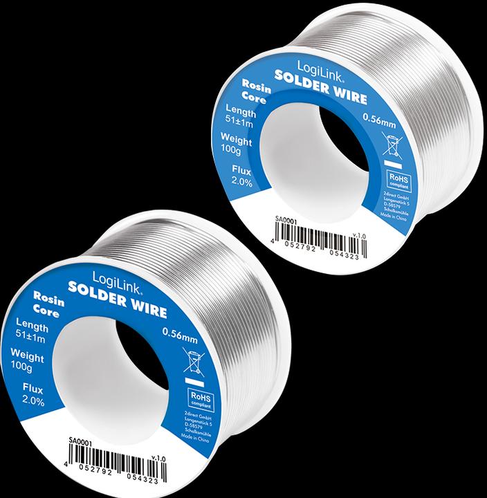 Image du produit LogiLink Fil à souder Ø 0,56 mm, teneur en cuivre 2%, rouleau de 100g