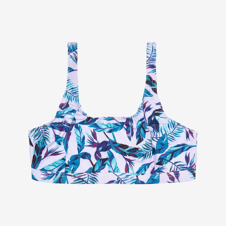 Actual product image Olaian Bikini-Oberteil Mädchen Bustier verstellbar 500 Nora violett geblümt (10, 11, 12)