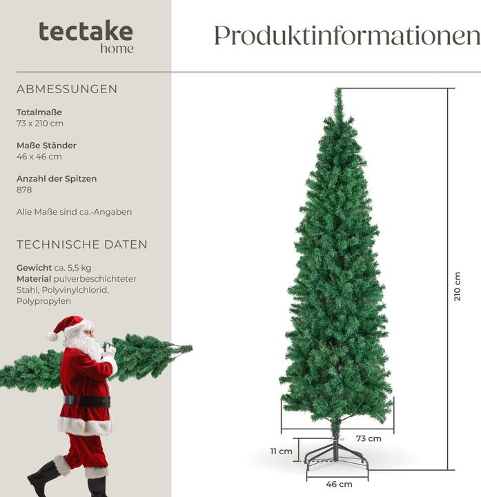 Immagine prodotto tectake Albero di Natale artificiale Comet, aspetto realistico (210 cm)