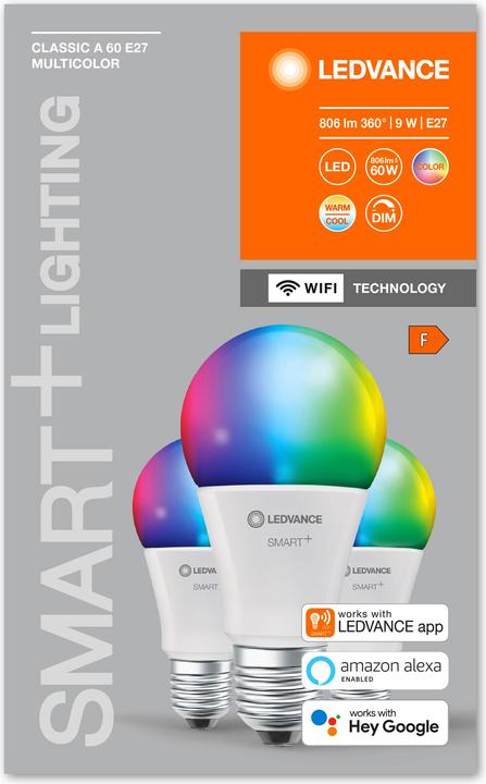 Produktbild Ledvance Smart+ Wifi Classic (E27, 9 W, 806 lm, 3 x, F)