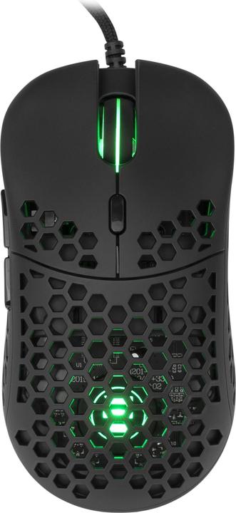 White Shark Mouse da gioco ultraleggero eShark Naginata Black, 60g, sensore Pixart PMW3389, con (Cablato)