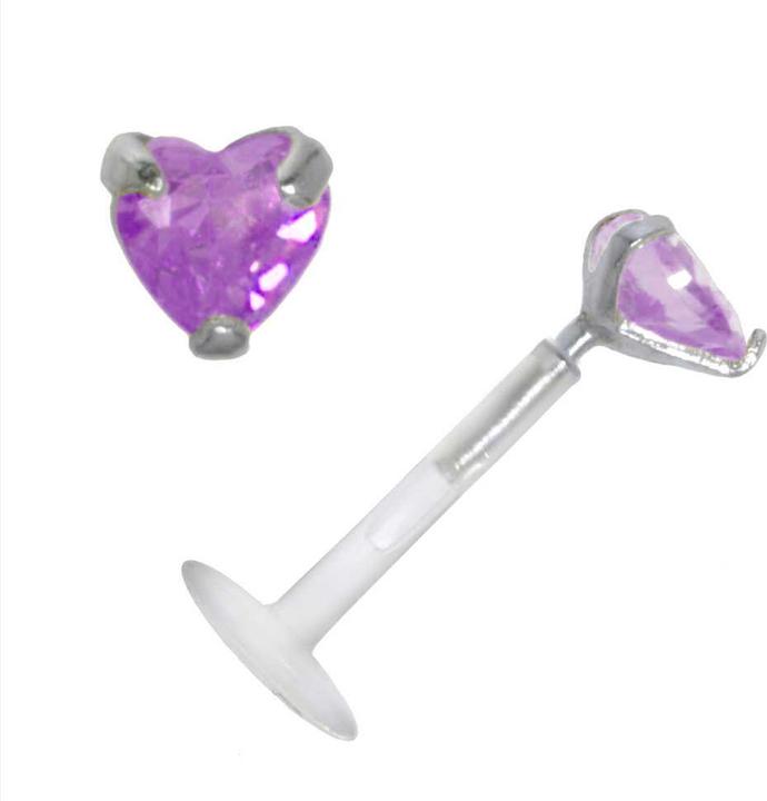 Image du produit Bijouteria Piercing pour lèvre/Tragus (Bioplastique, Argent 925, Zircone)