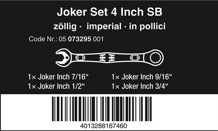 Immagine prodotto Wera 6000 Joker 4 Imperial Set 1 (10 mm, 15 mm, 19 mm, 13 mm, 17 mm, 11 mm, 16 mm, 14 mm, 18 mm, 12 mm)