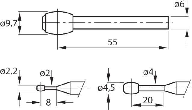 Immagine prodotto tesa Inserto di misura a forma di barile da 2,2 mm (per M 3 - M16)
